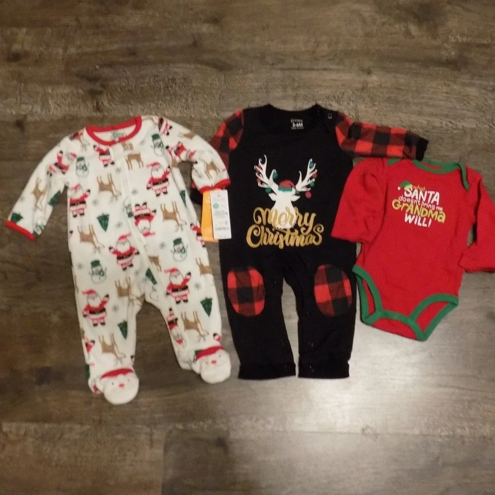 Carters Patpat Christmas Bundle Baby 3-6M‎ Red Black White Good Holiday Outfits